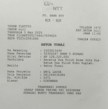Jejak Transaksi Dana BOS SMKN 5 Kupang