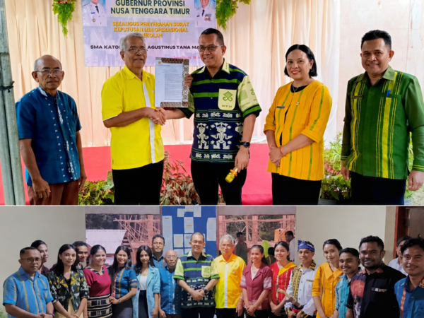 Gubernur Melki Laka Lena Serahkan Izin Operasional SMA Katolik St. Agustinus Tana Mali, Dorong Lahirnya Generasi Berkarakter