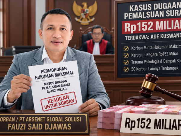 Jelang Putusan Kasus Dugaan Pemalsuan Surat Rp152 Miliar, Korban Minta Hakim Jatuhkan Hukuman Maksimal